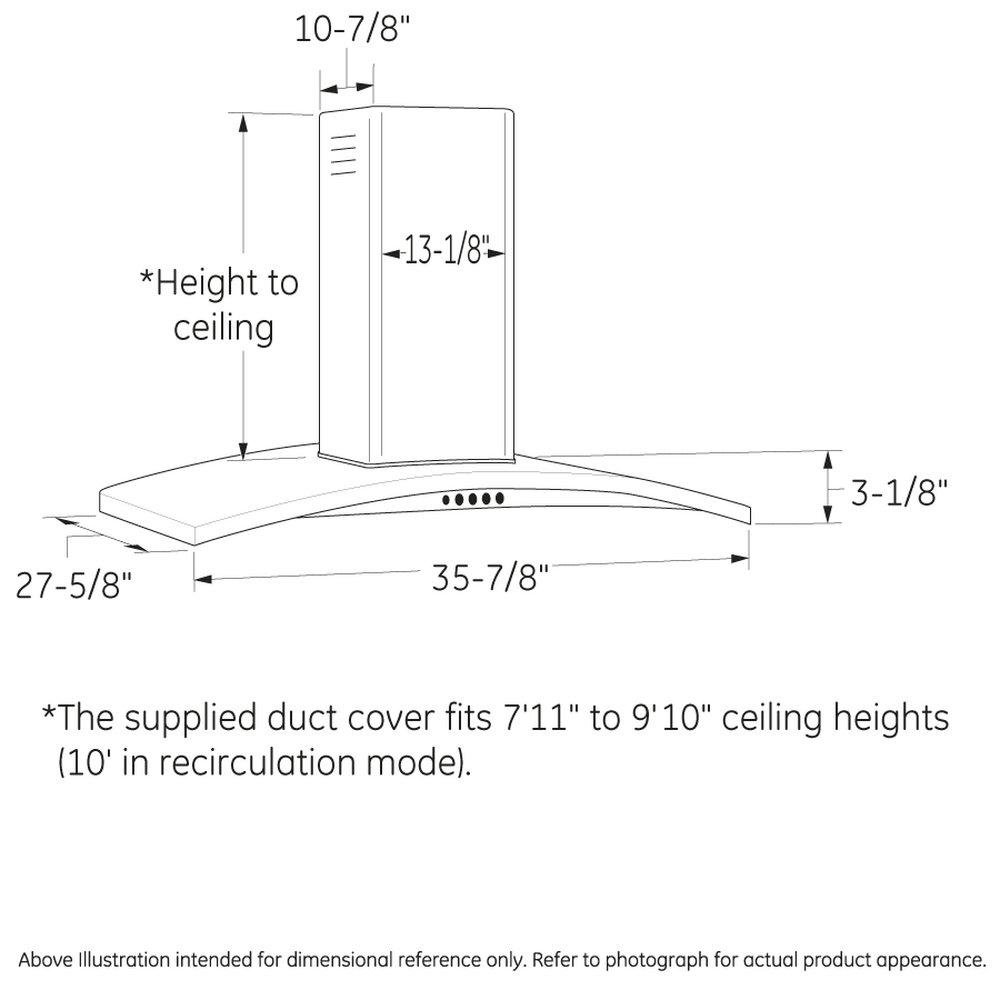 GE Profile&trade; Stainless Steel 35-7/8 in. Convertible Island Mount Range Hood 