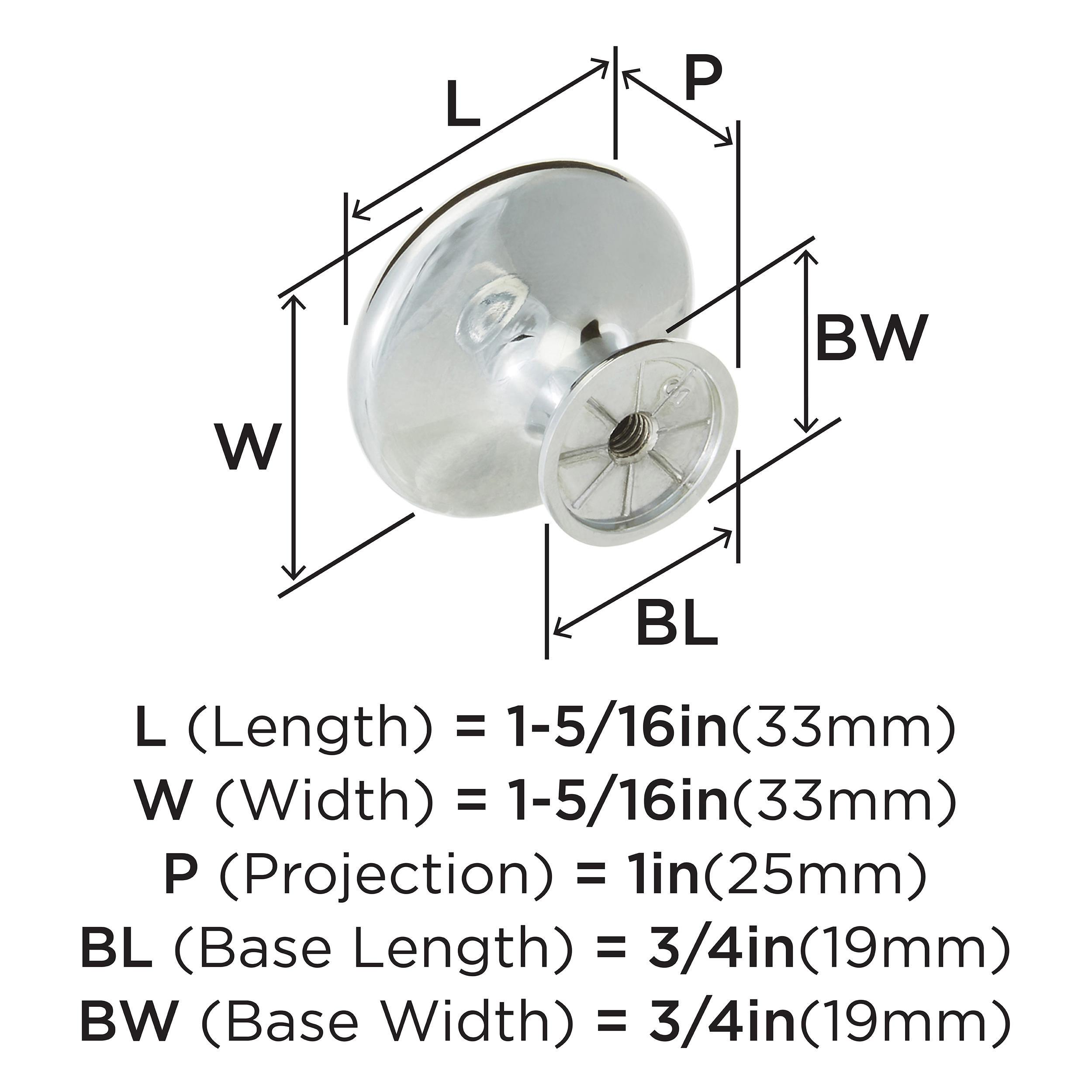Amerock Polished Chrome 1-5/16 in. Round Knob 