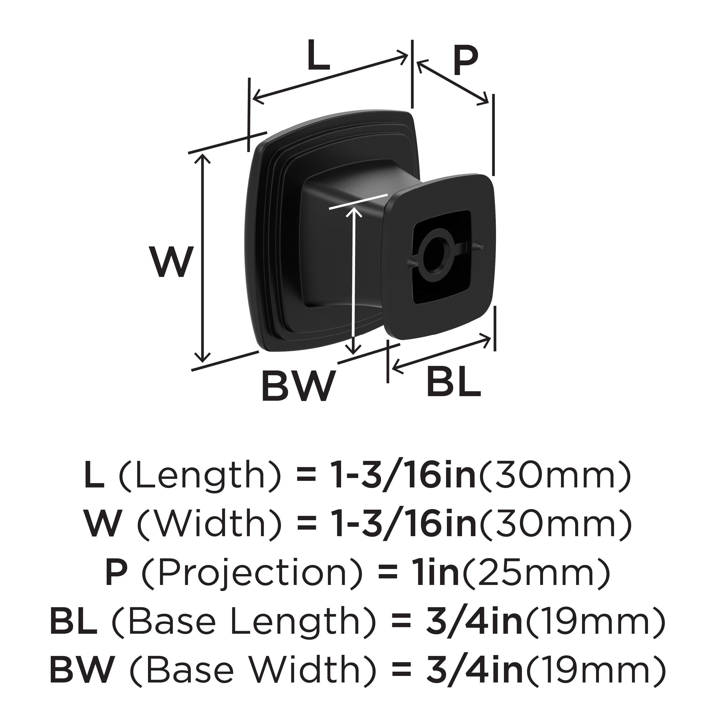 EVERYDAY HERITAGE 1-3/16 IN 30 MM LENGTH MATTE BLACK CABINET KNOB MABL 