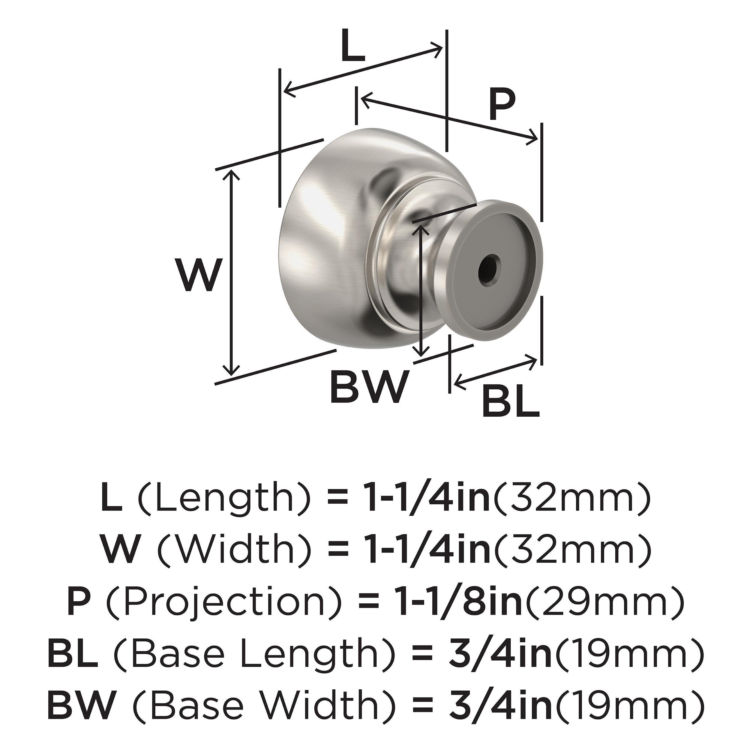 EVERYDAY TRANSITIONAL 1-1/4 IN 32 MM DIAMETER SATIN NICKEL CABINET KNOB SN 