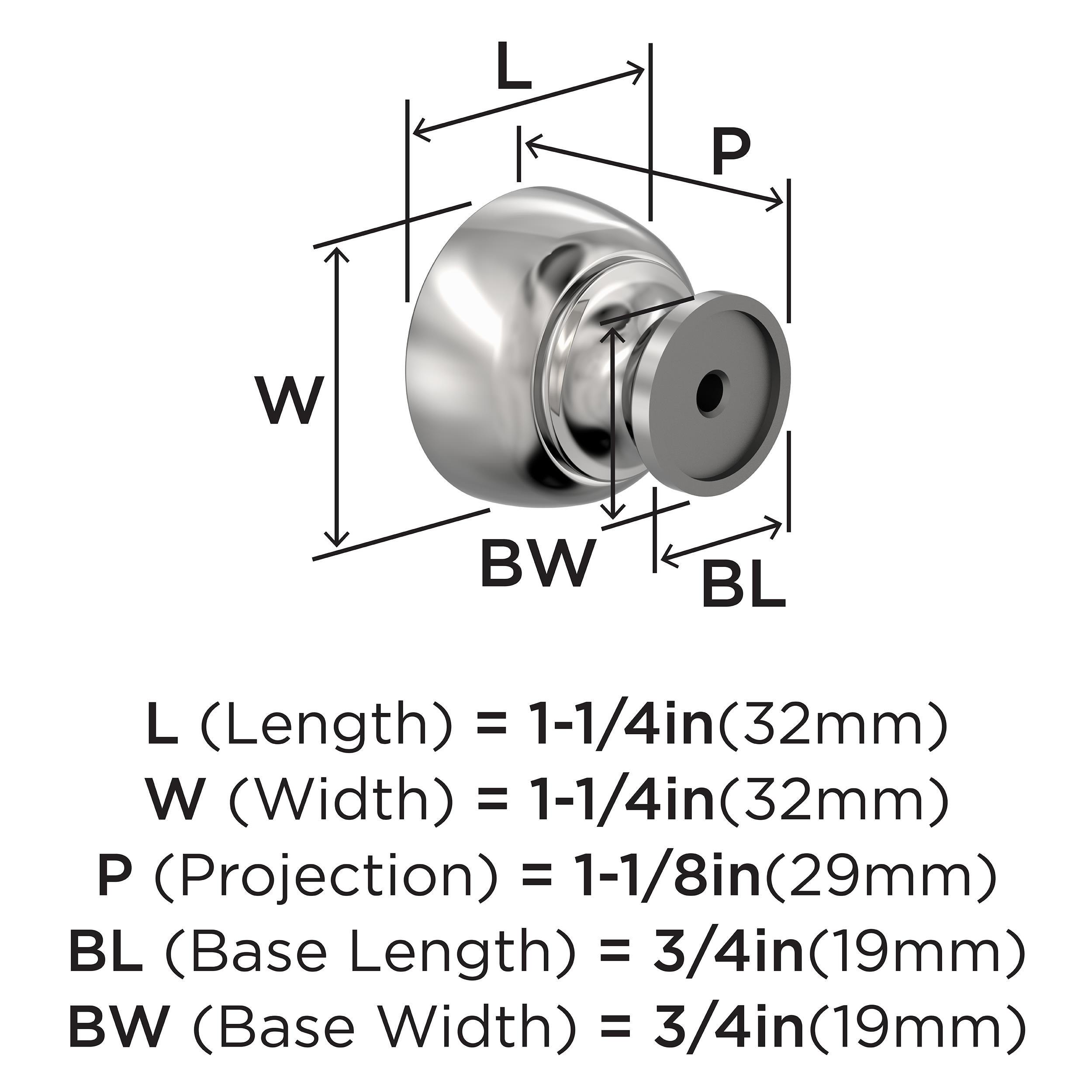 EVERYDAY TRANSITIONAL 1-1/4 IN 32 MM DIAMETER POLISHED CHROME CABINET KNOB CP 