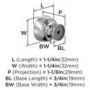 EVERYDAY TRANSITIONAL 1-1/4 IN 32 MM DIAMETER POLISHED CHROME CABINET KNOB CP 
