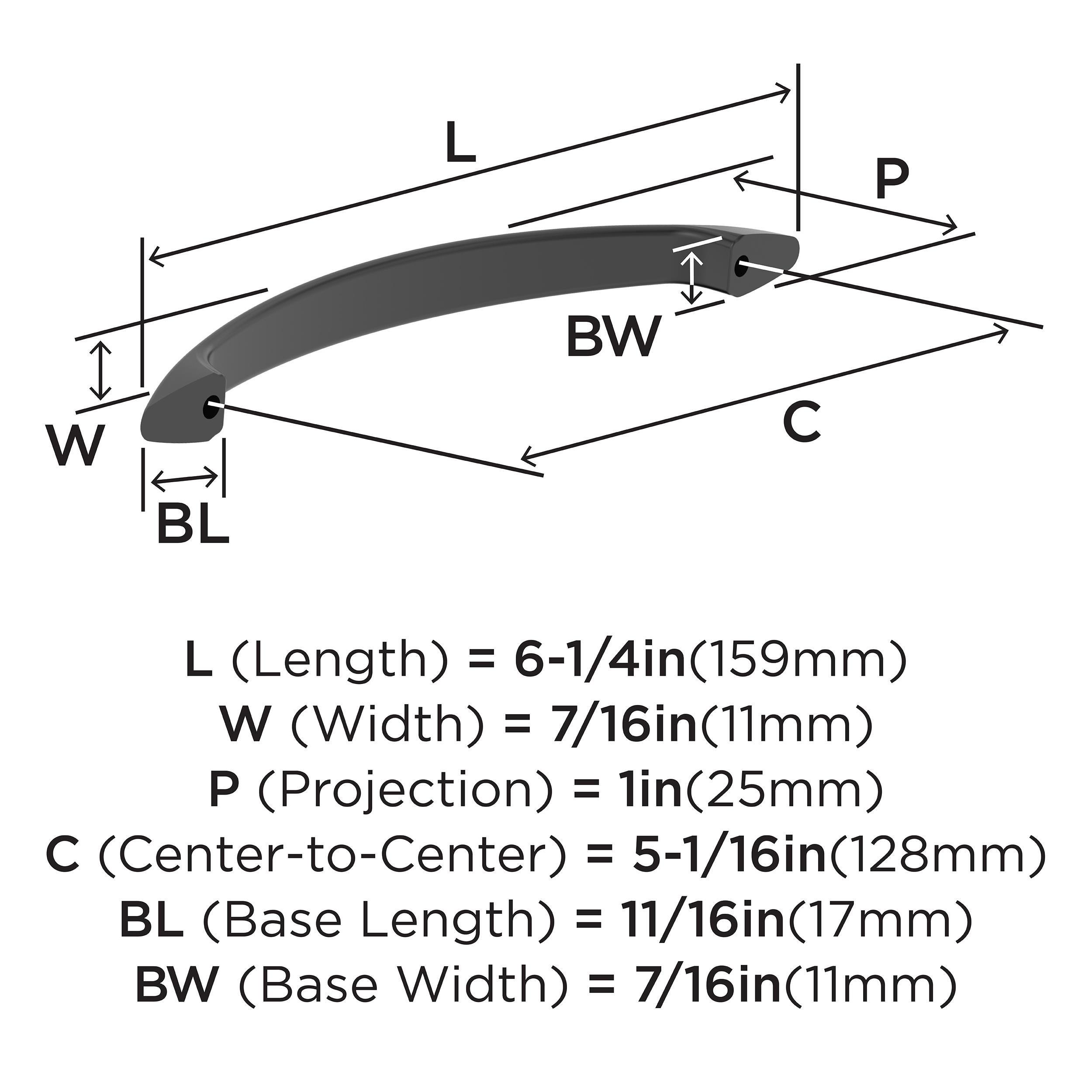 EVERYDAY MODERN 5-1/16 IN 128 MM CENTER-TO-CENTER MATTE BLACK CABINET PULL MABL 