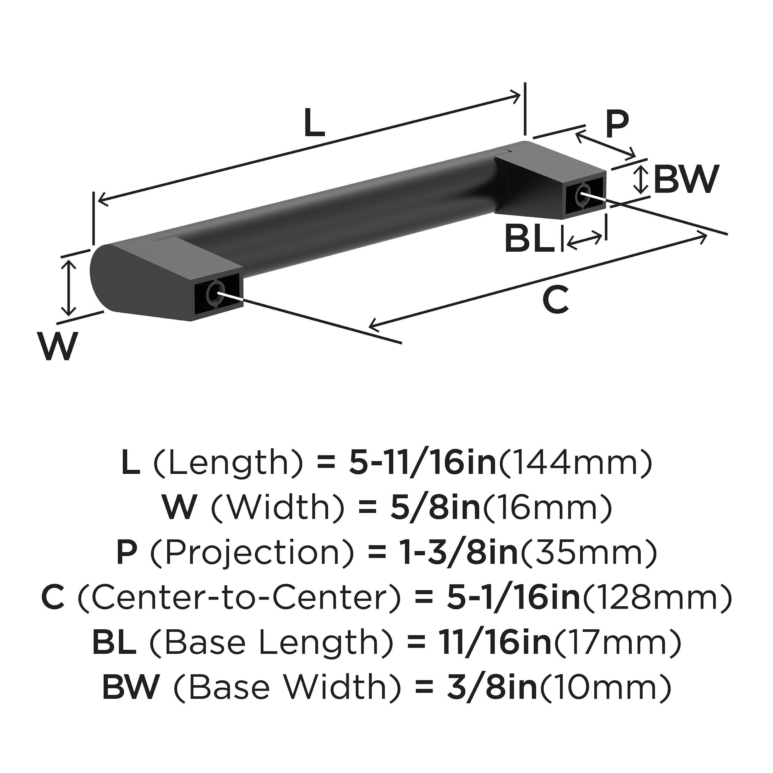 EVERYDAY MODERN 5-1/16 IN 128 MM CENTER-TO-CENTER MATTE BLACK CABINET PULL MABL 