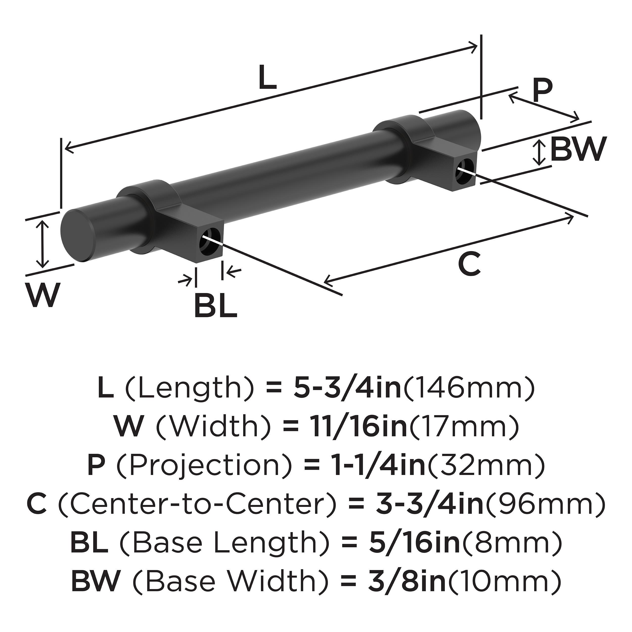 EVERYDAY MODERN 3-3/4 IN 96 MM CENTER-TO-CENTER MATTE BLACK CABINET PULL MABL 