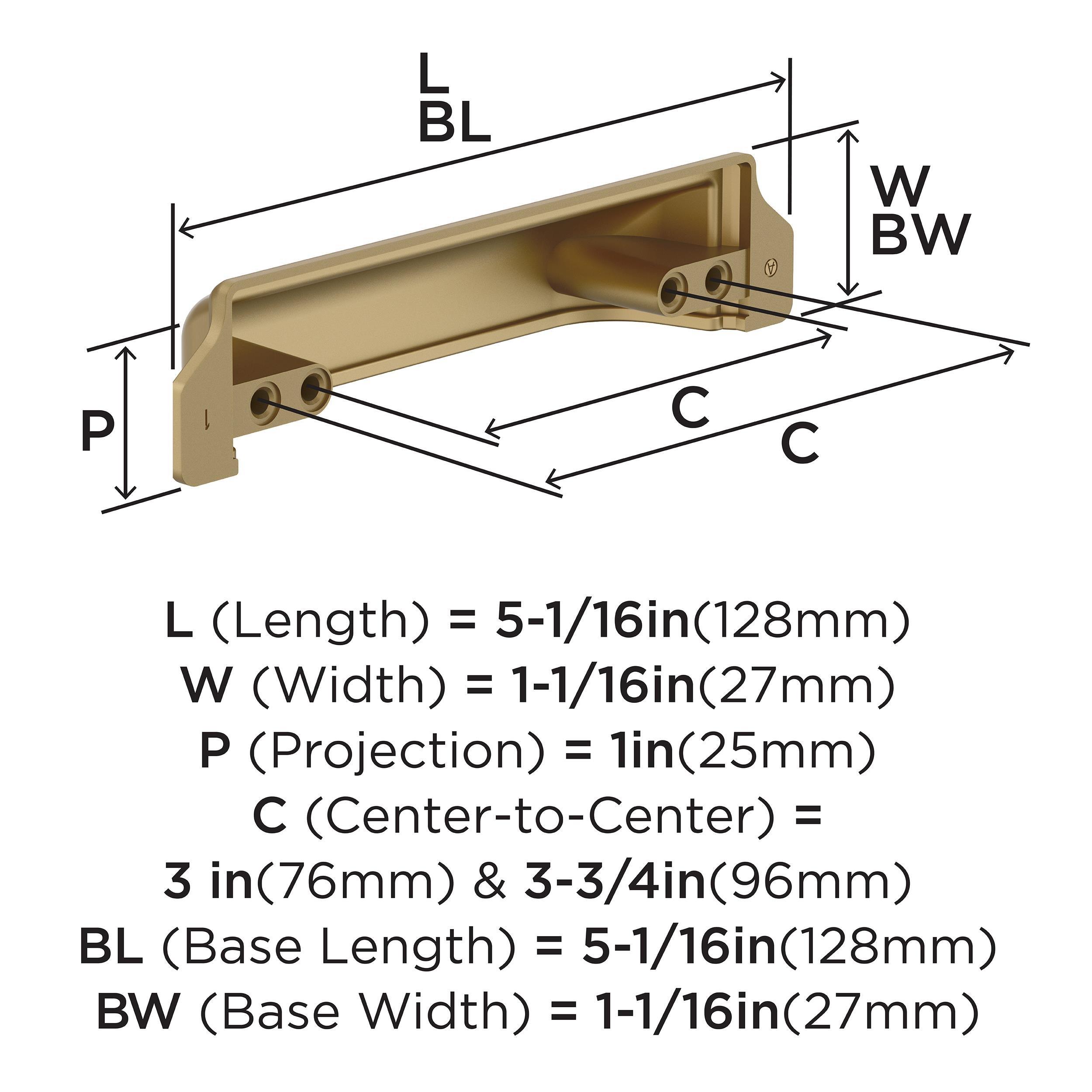 EVERYDAY TRANSITIONAL 3 IN 76 MM & 3-3/4 IN 96 MM CENTER-TO-CENTER CHAMPAGNE BRONZE CABINET CUP PULL CHBR 