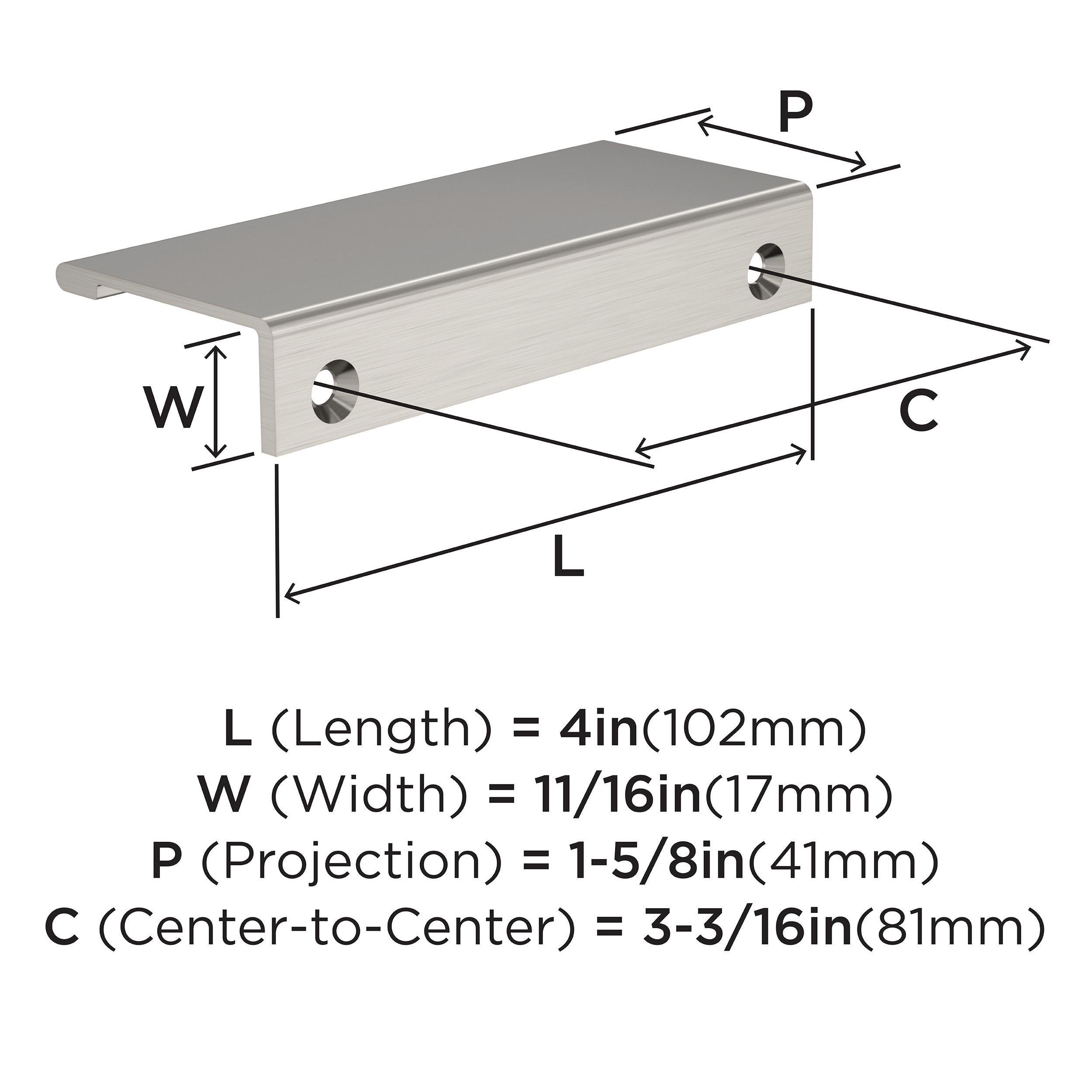 EVERYDAY MODERN 4 IN LENGTH SATIN NICKEL CABINET EDGE PULL SN 