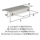 EVERYDAY MODERN 4 IN LENGTH SATIN NICKEL CABINET EDGE PULL SN 
