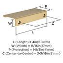 EVERYDAY MODERN 4 IN LENGTH CHAMPAGNE BRONZE CABINET EDGE PULL CHBR 