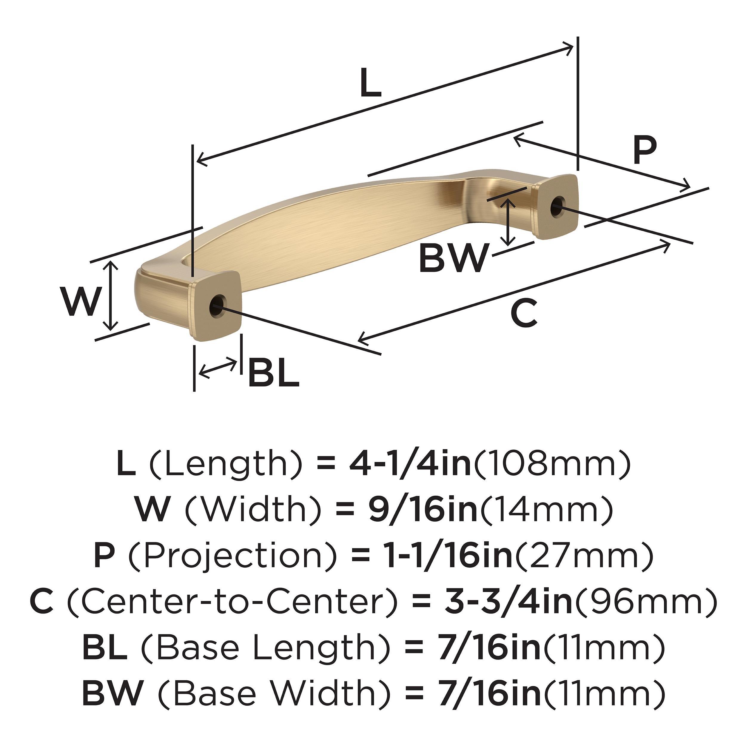 EVERYDAY HERITAGE 3-3/4 IN 96 MM CENTER-TO-CENTER CHAMPAGNE BRONZE CABINET PULL CHBR 