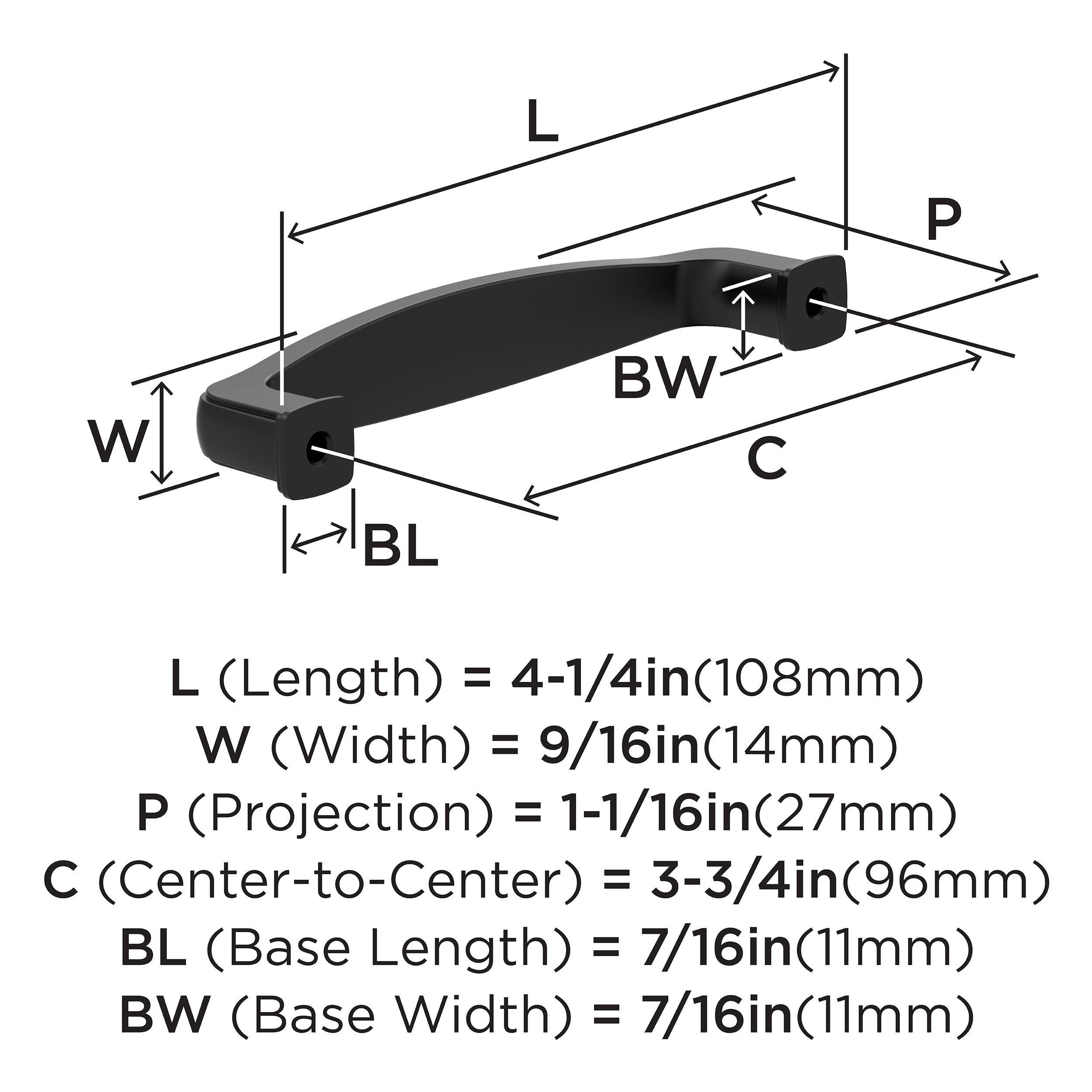 EVERYDAY HERITAGE 3-3/4 IN 96 MM CENTER-TO-CENTER MATTE BLACK CABINET PULL MABL 