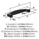 EVERYDAY HERITAGE 3-3/4 IN 96 MM CENTER-TO-CENTER MATTE BLACK CABINET PULL MABL 