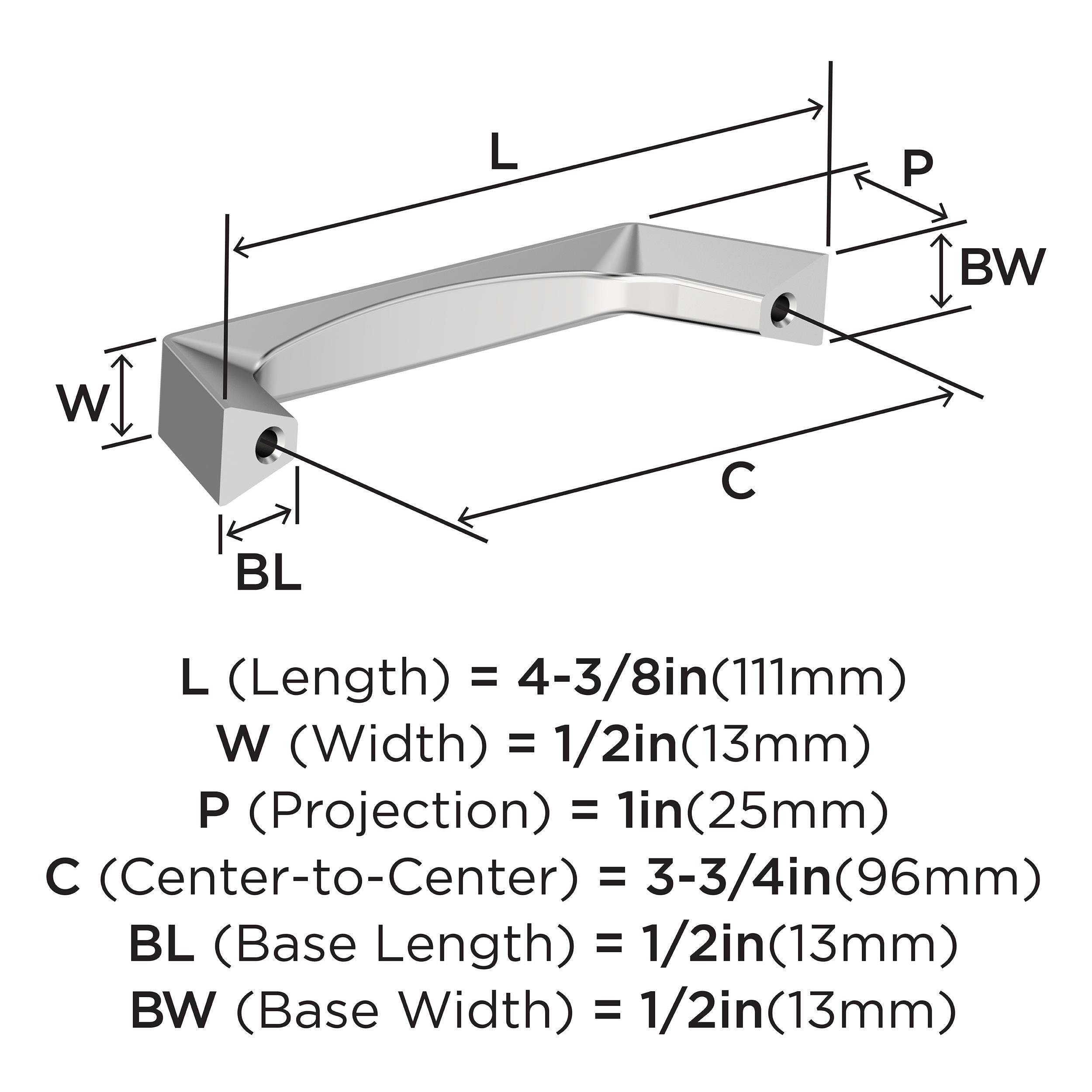 EVERYDAY TRANSITIONAL 3-3/4 IN 96 MM CENTER-TO-CENTER POLISHED CHROME CABINET PULL CP 