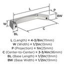 EVERYDAY TRANSITIONAL 3-3/4 IN 96 MM CENTER-TO-CENTER POLISHED CHROME CABINET PULL CP 
