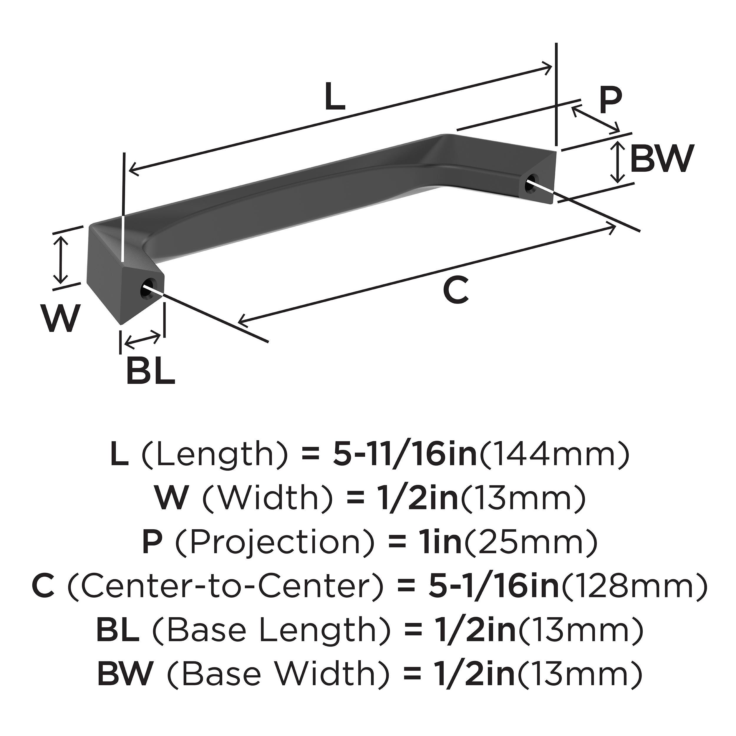 EVERYDAY TRANSITIONAL 5-1/16 IN 128 MM CENTER-TO-CENTER MATTE BLACK CABINET PULL MABL 