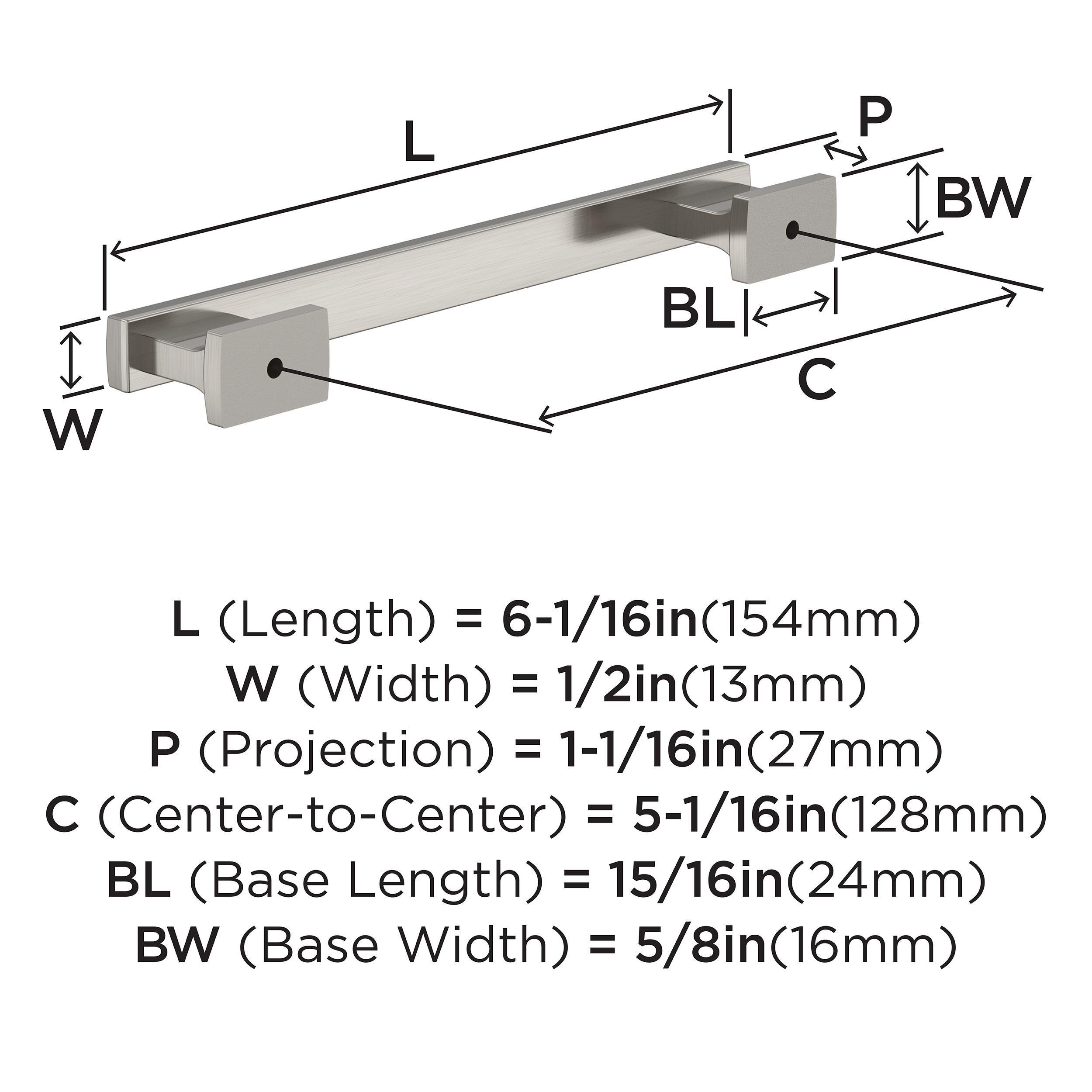 EVERYDAY TRANSITIONAL 5-1/16 IN 128 MM CENTER-TO-CENTER SATIN NICKEL CABINET PULL SN 