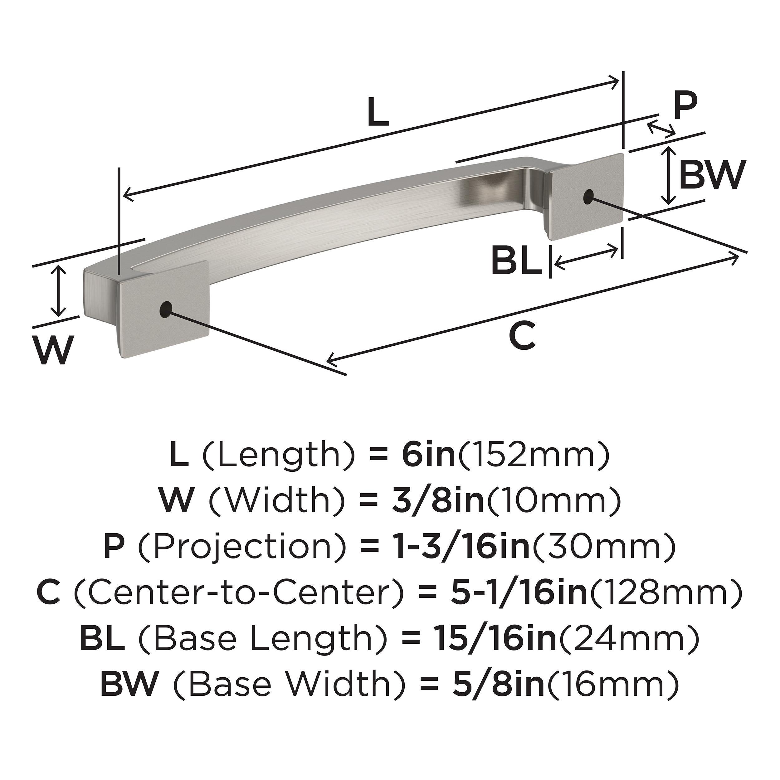 EVERYDAY TRANSITIONAL 5-1/16 IN 128 MM CENTER-TO-CENTER SATIN NICKEL CABINET PULL SN 