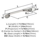 RAVINO 5-1/16 IN 128 MM CENTER-TO-CENTER SATIN NICKEL CABINET PULL SN 