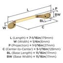 RAVINO 5-1/16 IN 128 MM CENTER-TO-CENTER CHAMPAGNE BRONZE CABINET PULL CHBR 