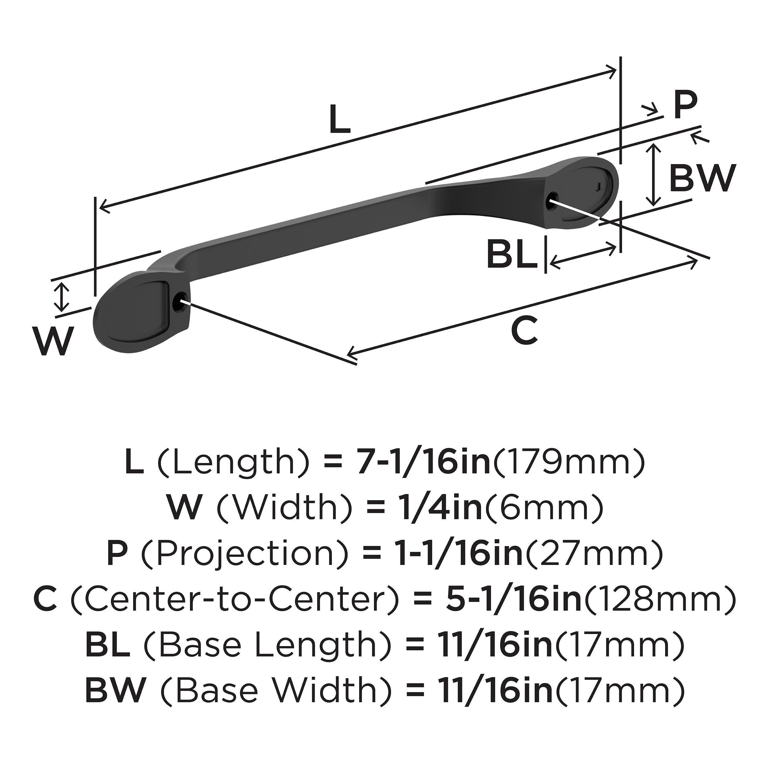 RAVINO 5-1/16 IN 128 MM CENTER-TO-CENTER MATTE BLACK CABINET PULL MABL 