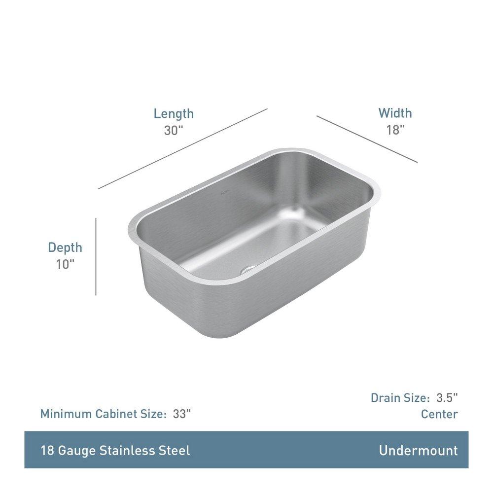 30X18 STAINLESS STEEL 18 GAUGE SINGLE BOWL 1B SINK 