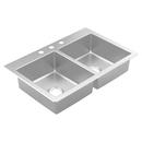 33 x 22 in. Stainless Steel Double Bowl Undermount Kitchen Sink in Brushed