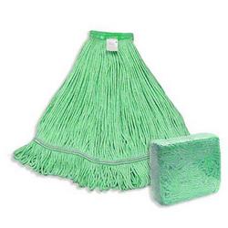 Cotton, Fiber and Synthetic Fiber Mop in Green (Case of 12)