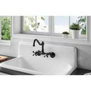 Kingston Brass White 36 x 20-3/16 in. 2 Hole Cast Iron Single Bowl Wall Mount Kitchen Sink 