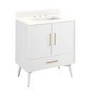 Signature Hardware Bright White Floor Mount Vanity in Bright White with Arctic White Quartz 