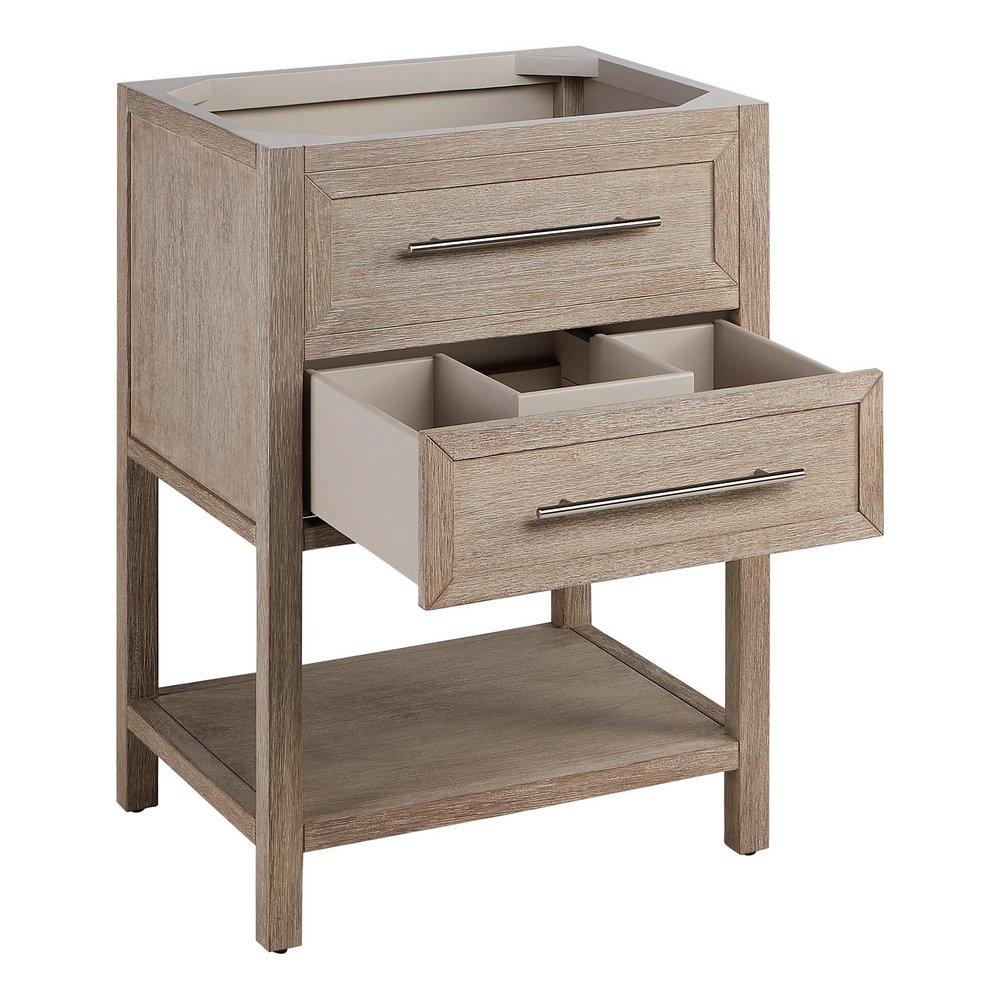 24 ROBERTSON VANITY WITH RECTANGULAR UNDERMOUNT SINK - BRUSHED WHITE - CARRARA MARBLE - WIDESPREAD 