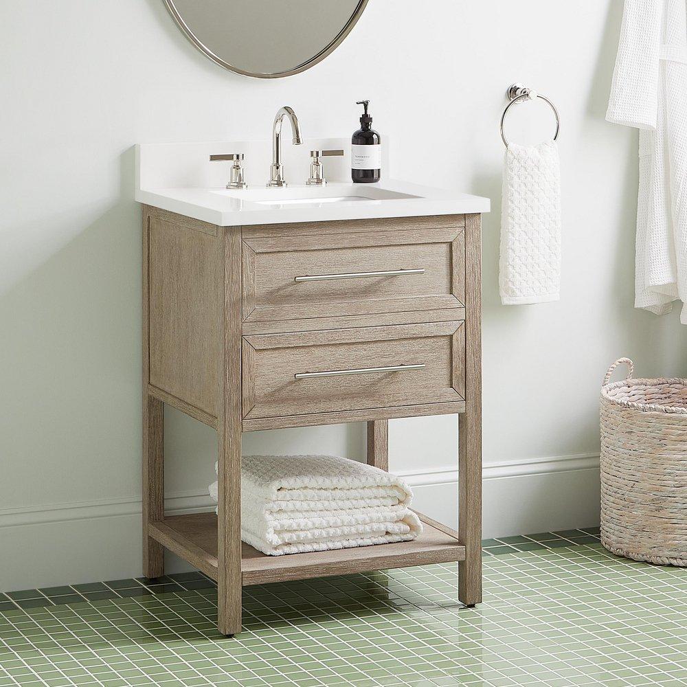 24 ROBERTSON VANITY WITH RECTANGULAR UNDERMOUNT SINK - BRUSHED WHITE - ARCTIC WHITE - WIDESPREAD 