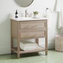 30 in. Floor Mount Vanity in Brushed White with Arctic White Quartz