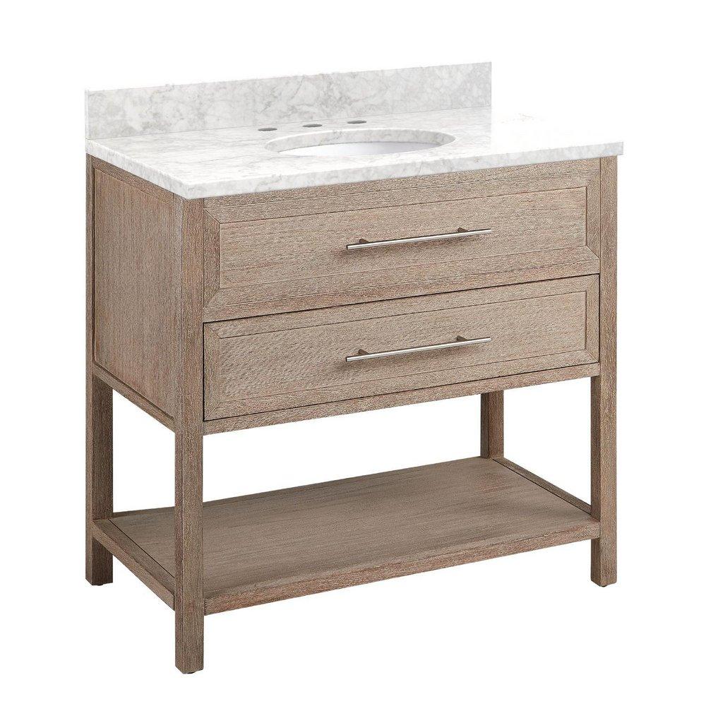 36 ROBERTSON VANITY WITH UNDERMOUNT SINK - BRUSHED WHITE - CARRARA MARBLE - WIDESPREAD 