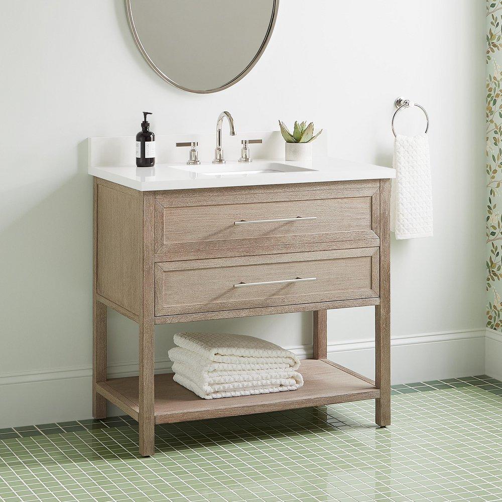 36 ROBERTSON VANITY WITH RECTANGULAR UNDERMOUNT SINK - BRUSHED WHITE - ARCTIC WHITE - WIDESPREAD 