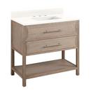 Signature Hardware Brushed White Floor Mount Vanity in Brushed White with Arctic White Quartz 