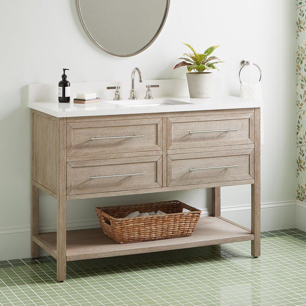 48 ROBERTSON VANITY WITH RECTANGULAR UNDERMOUNT SINK - BRUSHED WHITE - ARCTIC WHITE - WIDESPREAD 