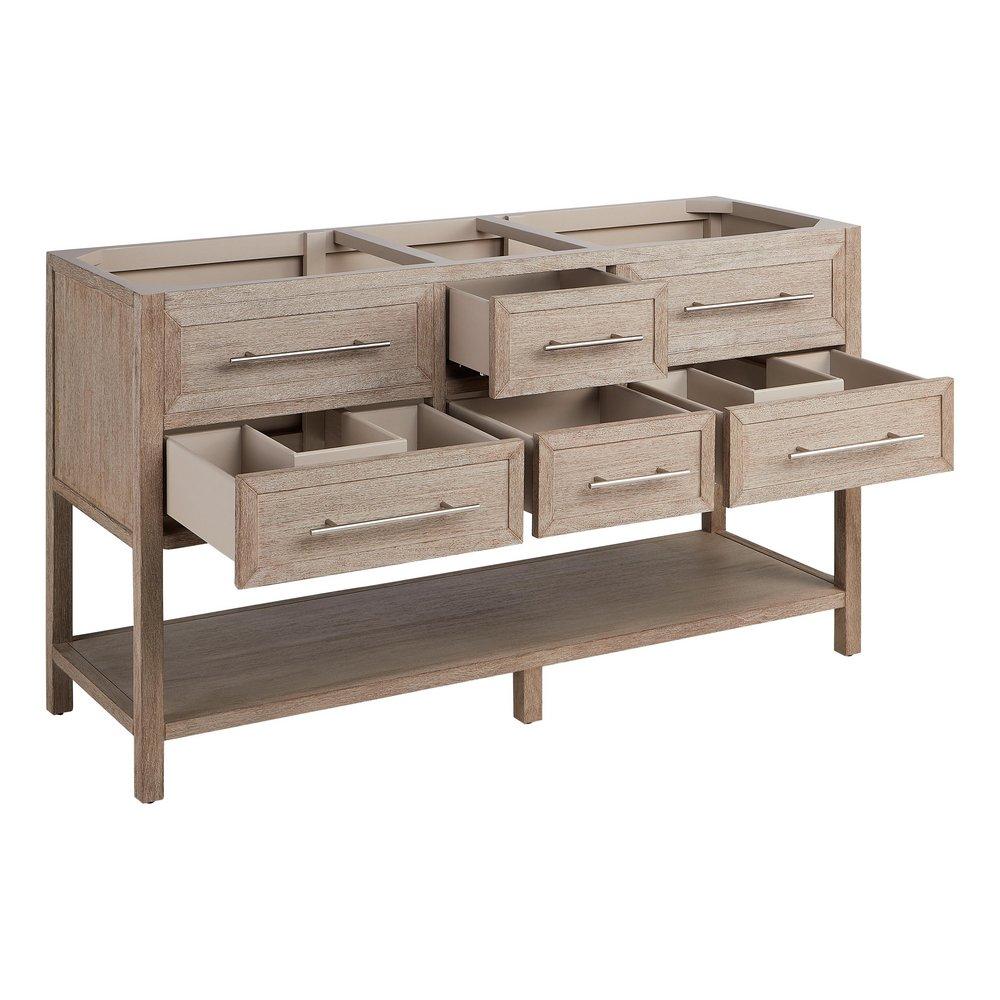 60 ROBERTSON VANITY WITH RECTANGULAR UNDERMOUNT SINKS - BRUSHED WHITE - ARCTIC WHITE - SINGLE HOLE 