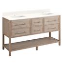 Signature Hardware Brushed White Floor Mount Vanity in Brushed White with Arctic White Quartz 