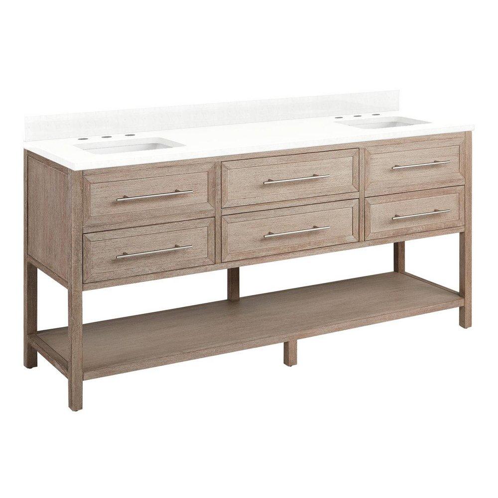72 ROBERTSON VANITY WITH RECTANGLE UNDERMOUNT SINKS - BRUSHED WHITE - FEATHERED WHITE - WIDESPREAD 