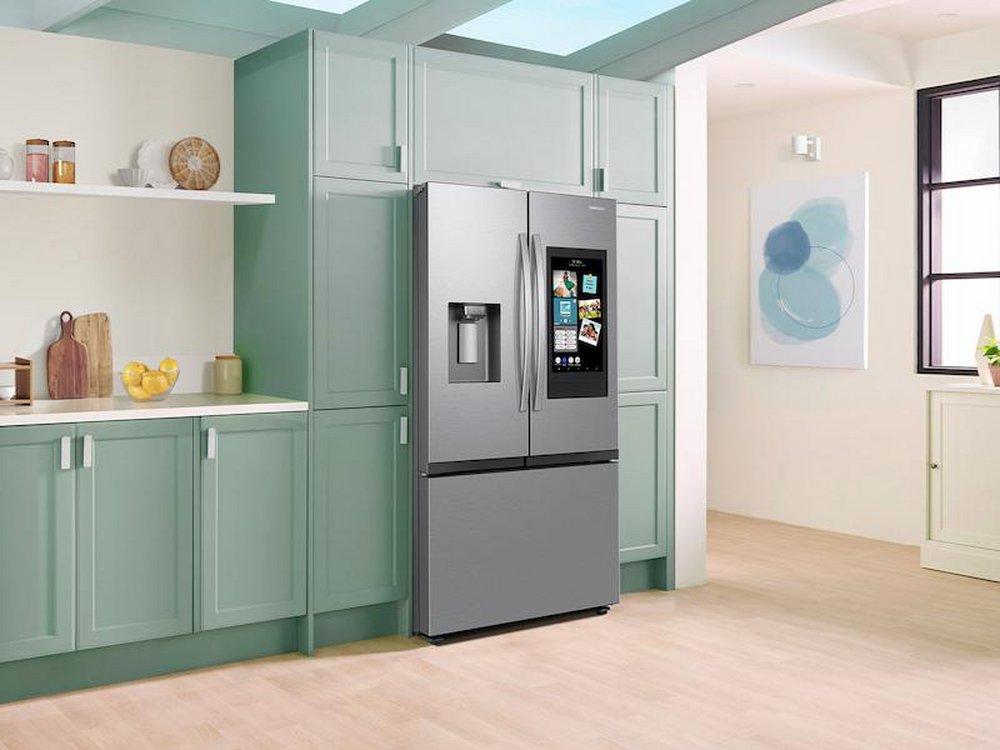 27 CF FRENCH DOOR REFRIGERATOR COUNTER DEPTH FAMILY HUB ICE & WATER TRIPLE IM STAINLESS 