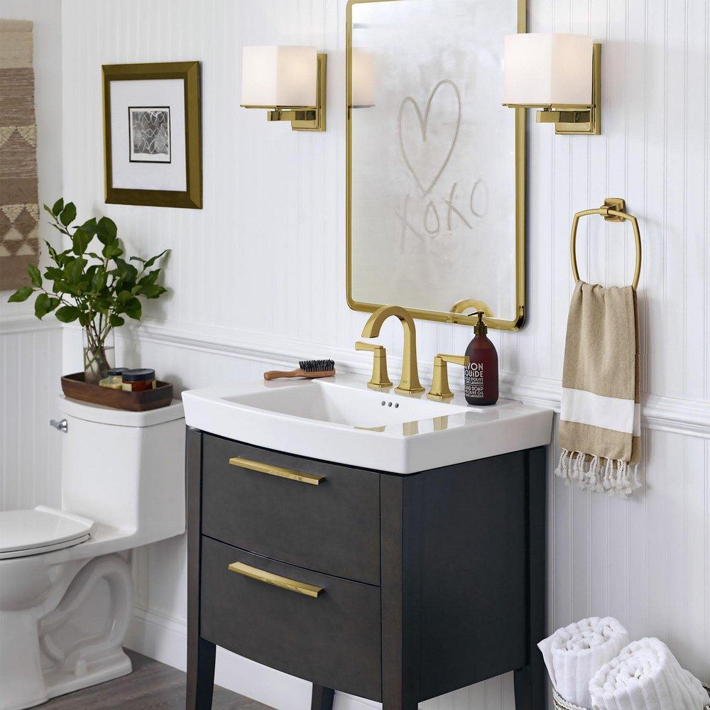 Two Handle Widespread Bathroom Sink Faucet in Gold 