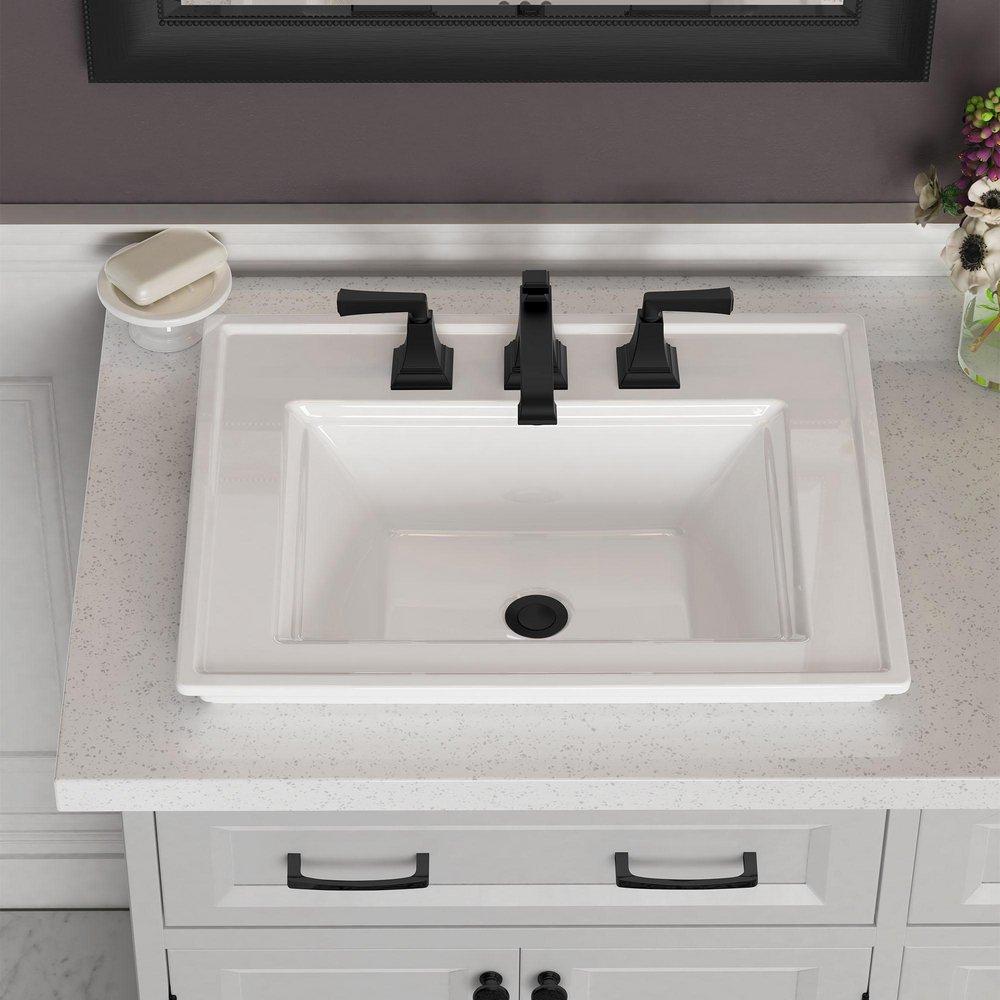 Two Handle Widespread Bathroom Sink Faucet in Matte Black 