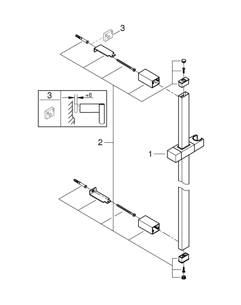 GROHE Matte Black 2-7/8 in. Shower Rail 