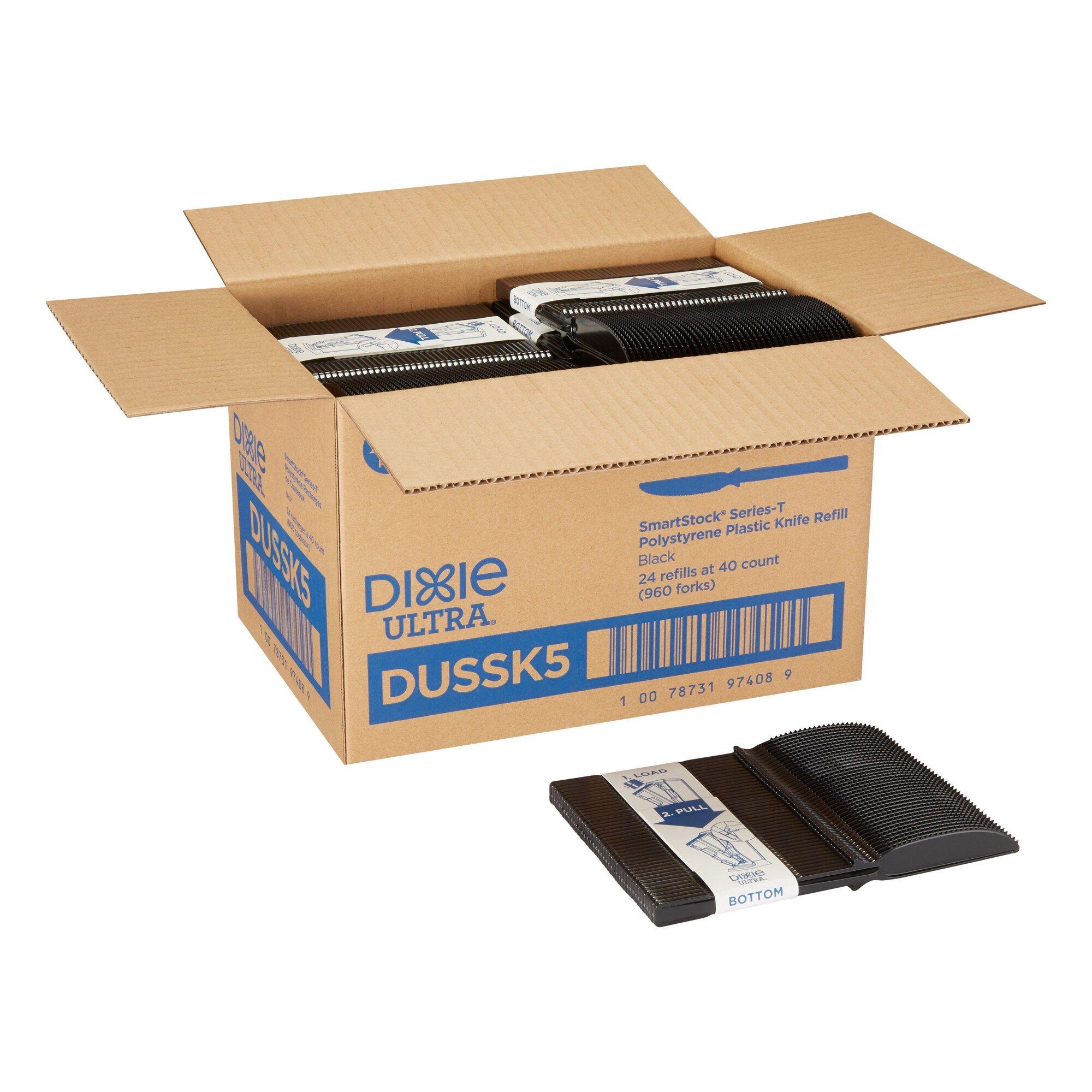 Black Plastic Knives Refill Packs for Ultra&reg; Smartstock&reg; (960 Per Case) 