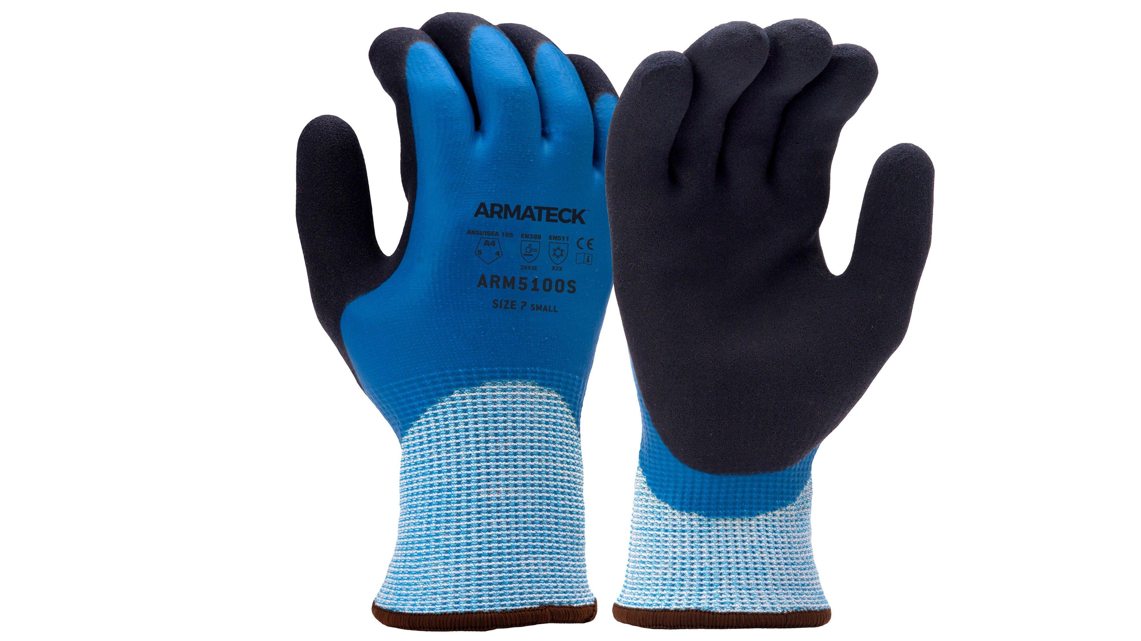 Armateck Blue Insulated 13GA A5 Cut Resistant Latex Dipped Cold Weather Gloves 