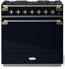 ELISE 36 DUAL FUEL RANGE - GLOSS BLACK W/BRASS ACCENTS 