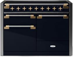 47-9/16 in. 5-Burner Electric Freestanding Range in Gloss Black with Brass