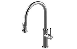 Single Handle Pull Down Kitchen Faucet in Brushed Brass PVD