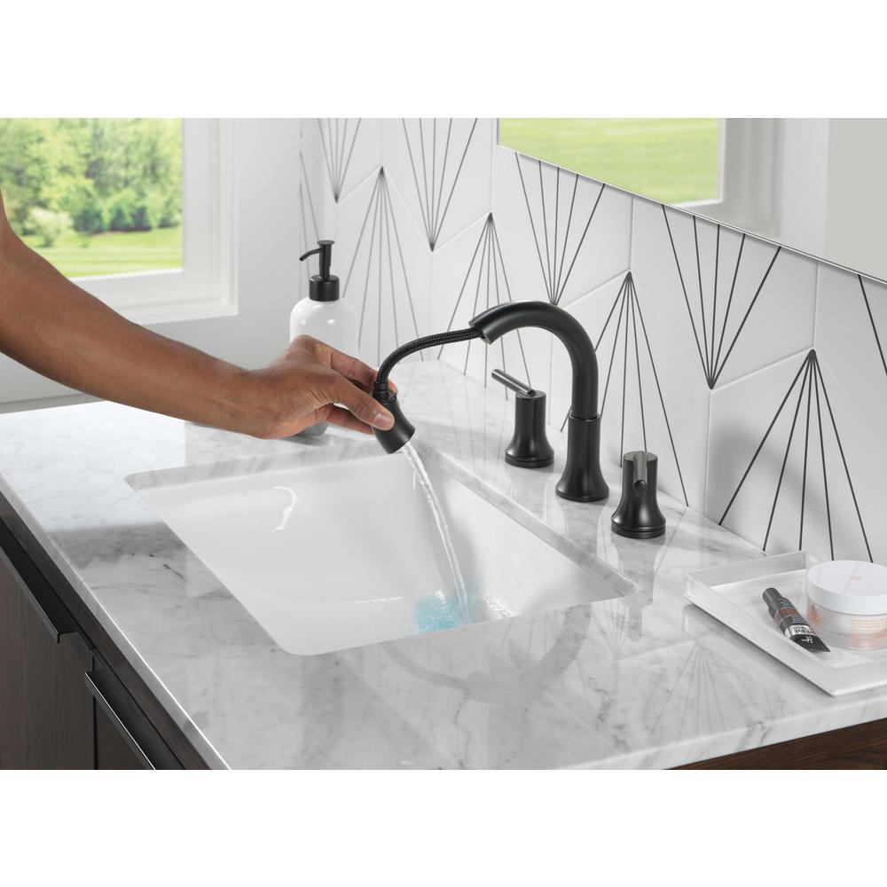 Delta Faucet Matte Black Two Handle Widespread Bathroom Sink Faucet 