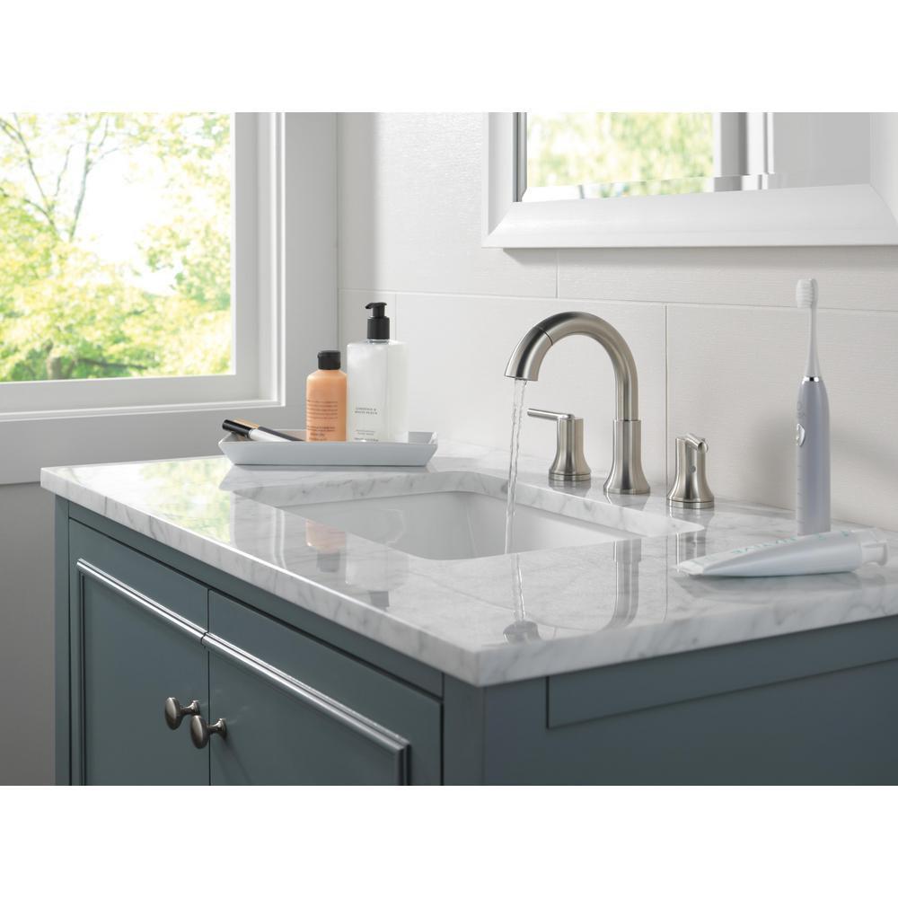 Delta Faucet Brilliance Stainless Two Handle Widespread Bathroom Sink Faucet 